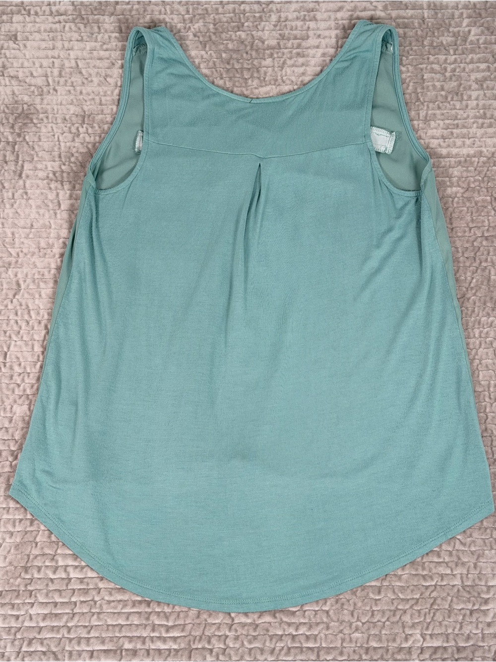 FORTUNE + IVY Sleeveless Tie Front Blouse Size Medium Mixed Material Aqua Blue - Picture 3 of 4